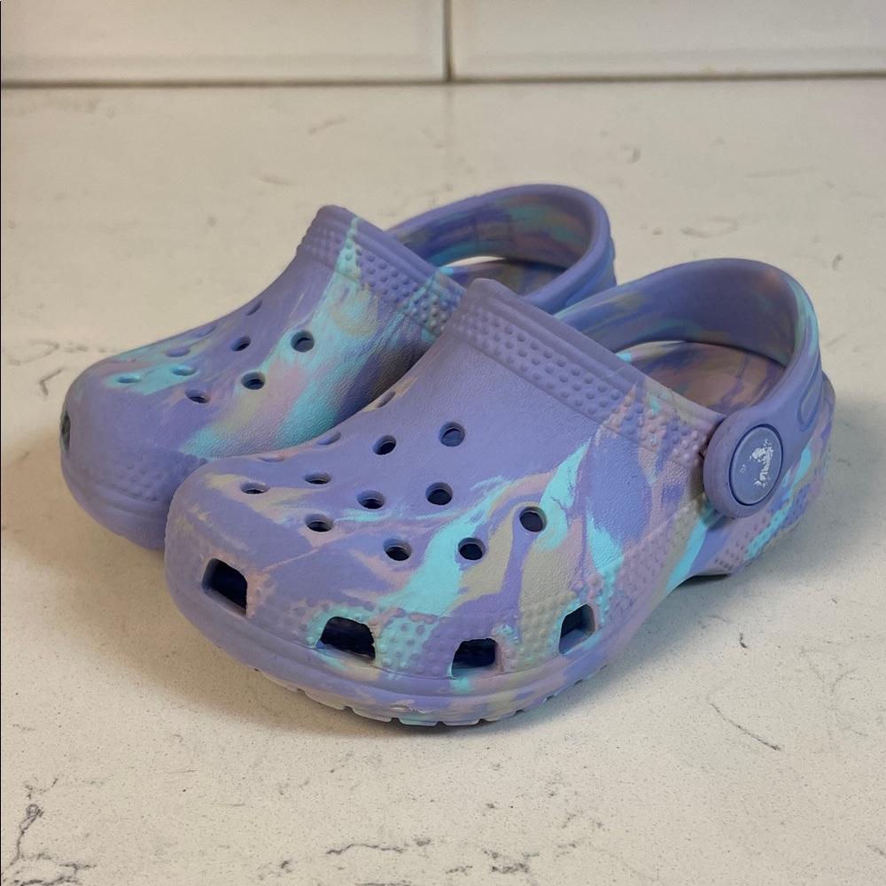 Crocs Classic Marbled Clogs for Kids - Moon Jelly - Toddler 7 Purple Tie Dye